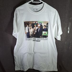 The Office Dunder Mifflin Paper Company Christmas Card White Graphic Tee NWT XL